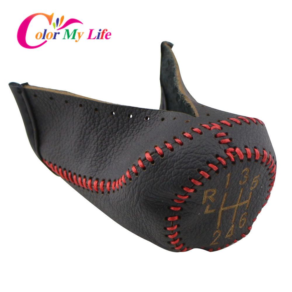 Color My Life Leather 5 6 Speed Car Gear Head Collars for Renault Clio MK3 III Megane MK2 Scenic MK2 Kangoo MT Shift Knob