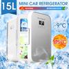 DC12-24V/AC220V Home/Car Auto Refrigerator Dual Core Freeze Heating Food Fruit Storage Fridge Cooler 55W for Home Travel Camping 15L