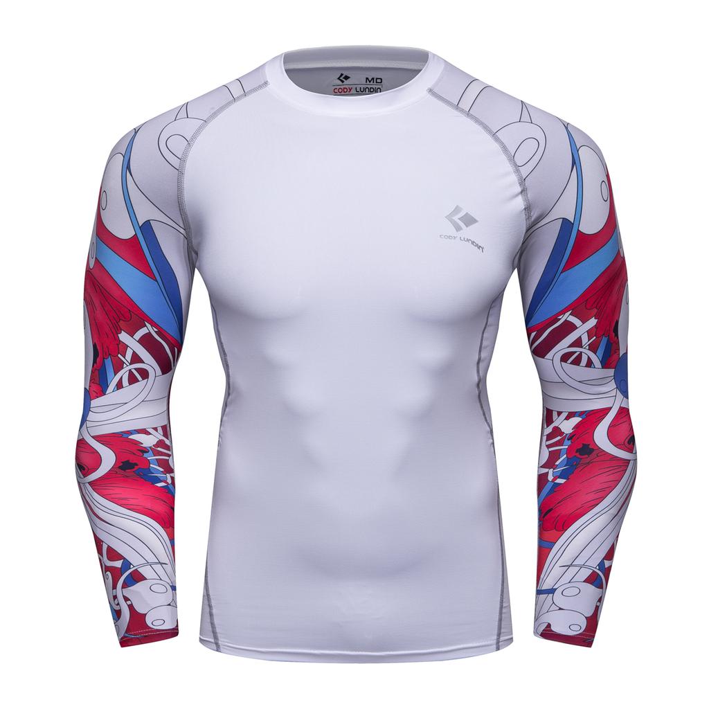 Cody Lundin Polyester Spandex 3d Print Compression T Shirts Sublimated MMA Rash Guard Surf Long Sleeve Boxing Gym Fitness Tops