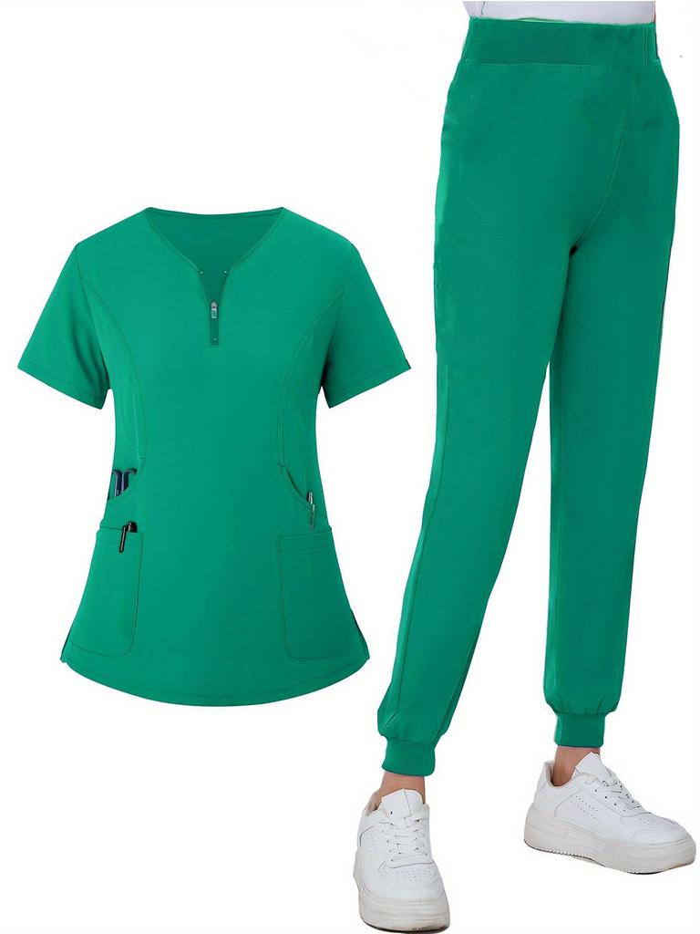 Elastic V-neck Surgical Gown Set - Long/Short Sleeve for Dental, Hospital, and Medical Staff