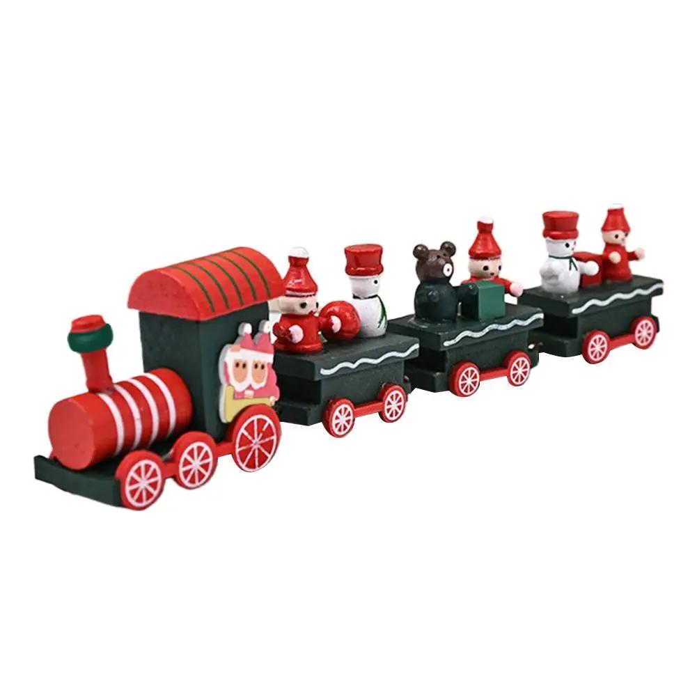Christmas Train Ornaments Wooden Color Boxes Window Christmas Year New Decorations Gifts Displays T9Y7