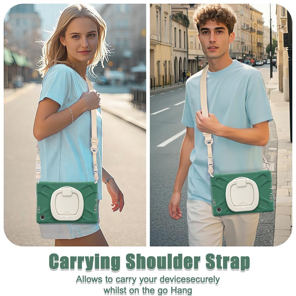 For Lenovo Tab 10.1 (2025) TB311XU2/Zhaoyang K10C Case with Shoulder Strap TPU + PC + Silicone Kickstand Tablet Cover