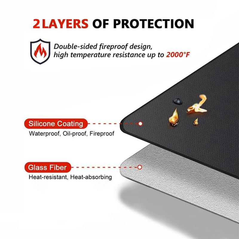 ABWR-Fire Resistant Grill Mat BBQ Grill Mat Folding Oil-Proof Grill Floor Pads Fireproof Floor Mat Fire Pit Mat For Deck
