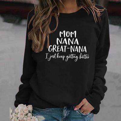 TOP MUTTER OMA GROSSOMA Europäisches und Amerikanisches Alphabet Mode Rundhals Langarm Pullover Unabhängige Station