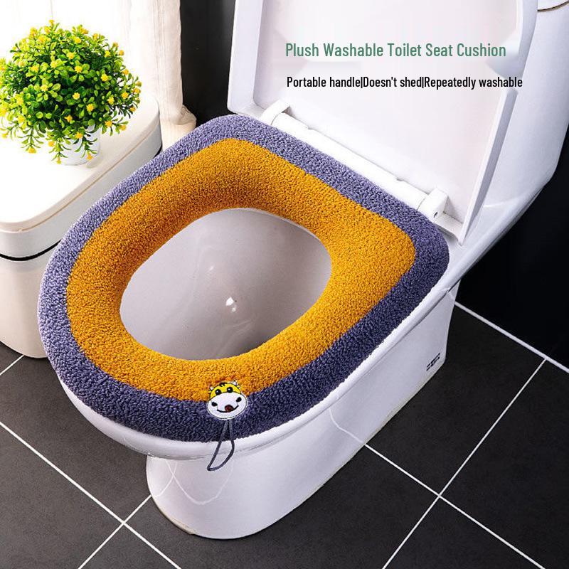 Universal Plush Velvet Winter Toilet Seat Cover & Cushion Ring