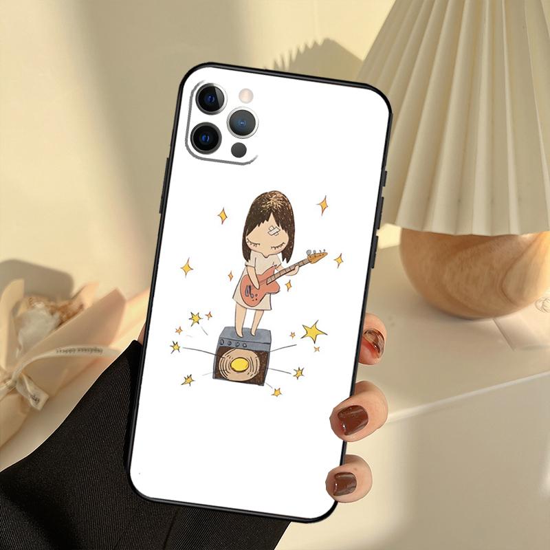 Japan Yoshimoto Nara Cartoon Girl Case For iPhone 11 12 13 14 15 16 Pro Max Cover For iPhone 13 12 Mini XR X XS Plus