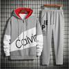 Men's 2025 Spring Korean Slim Fit Cardigan & Hoodie Sweatpants Set with Letter Accents