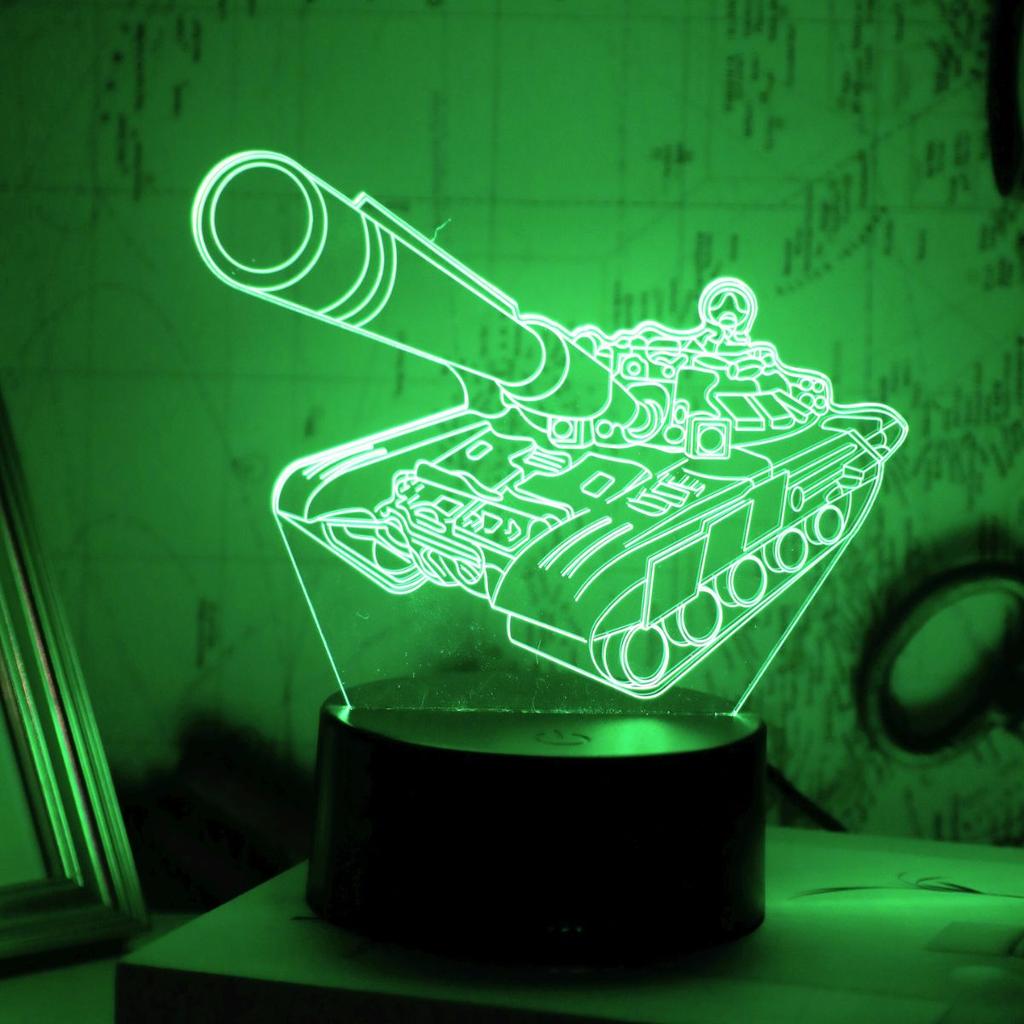 Modern Geometry 3D Tank Night Light USB Powered Touch Control Seven Color Gradient, Suitable for Desktop and Bedroom Decoration