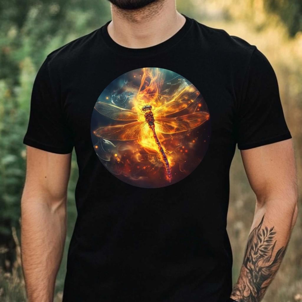 T-Shirt Herren Libelle in Flammen Motiv Baumwolle Größe XS bis 5XL