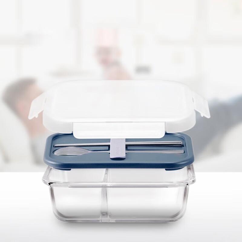 LocknLock 930ml Heat-Resistant Glass Lunch Box with Cutlery