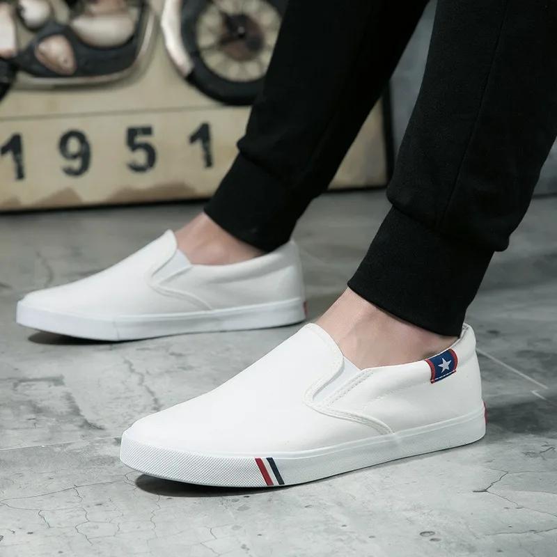 Men Shoes Casual Canvas Four Seasons Slip-on Unisex Man Fashion Walk Sneakers Flats Breathable Light Black Lovers Shoes Footwear