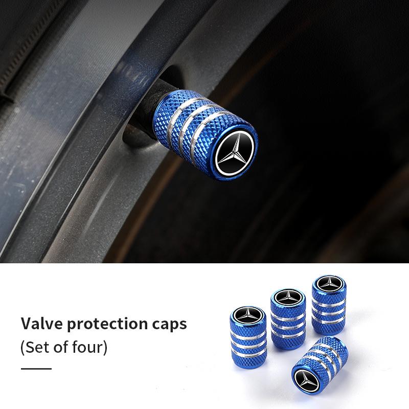 GLC GLB 4pcs Car Tire Stem Valve Caps Dustproof Caps Cover Accessories For Benz W211 W124 W176 W177 C180 C200 C260 C300 GLC CLE