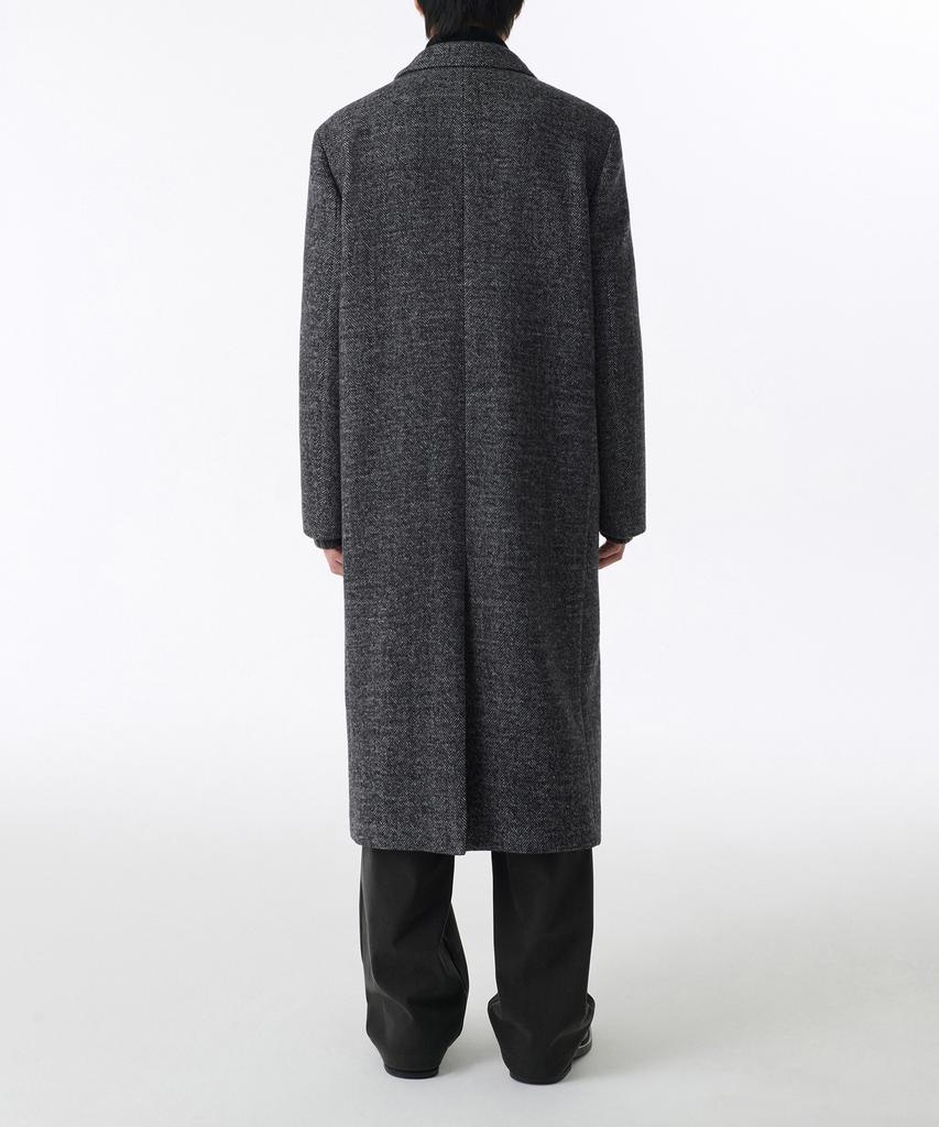 Musinsa Standard Manteco Herringbone Daddy Shoulder Single Long Coat [Dark Gray]