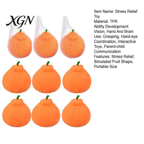 Desk Stress Relief Toy 1/2/3/Pcs Orange Squeeze with Mesh Bag Relieving Dekopon Fruit-shaped Tangerine Stretchy Anti-anxiety Simulation Fruit Sensory