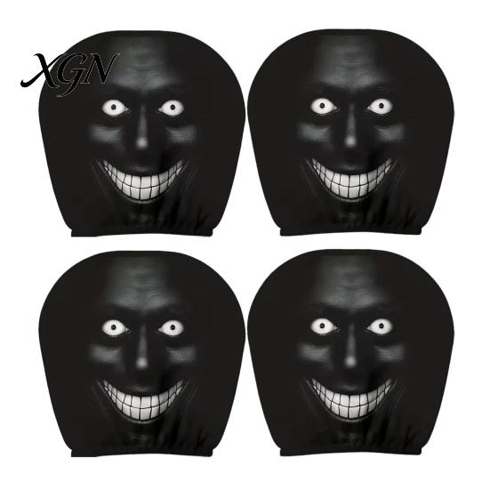 Funny Car Prank Gifts 4 Pcs Halloween Headrest Covers, Creepy Ghost Face Seat Easy Install Covers Protector, Universal Auto Decor for SUV Truck,