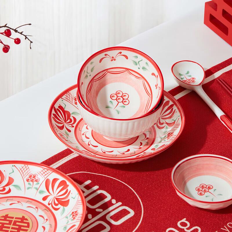Gong He Jing Pin Twin Lotus Ceramic Tableware Set
