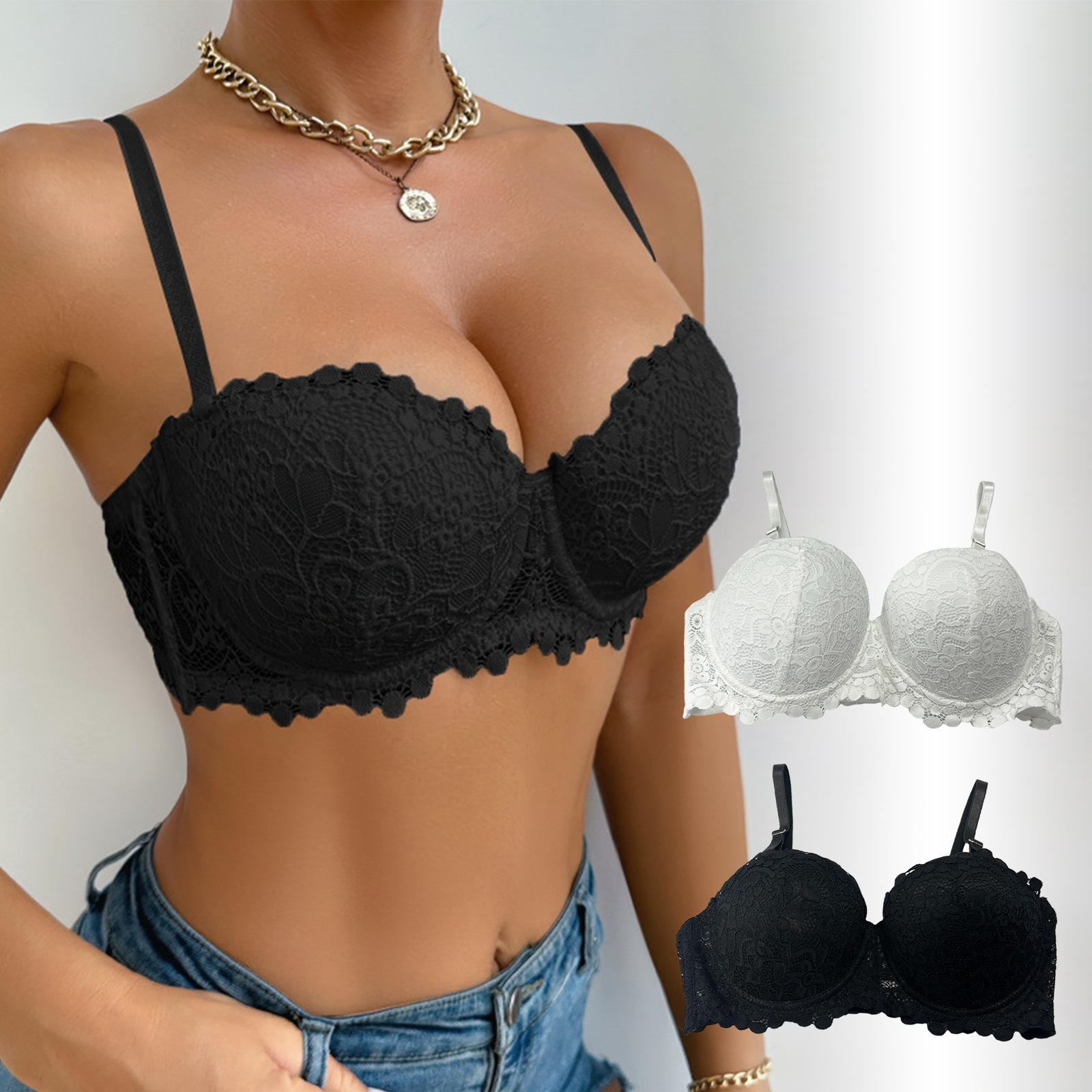 

Женский кружевной бюстгальтер пуш-ап без бретелей, бюстгальтер-камзол X-Large чёрный