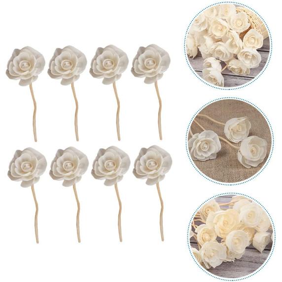 BESPORTBLE 8pcs Rattan Sola Flower Essential Oil Vines White Outfit Wood Appliques Floral Diffuser Wick Spa Perfume Beautiful Diffuser Flowers Wooden