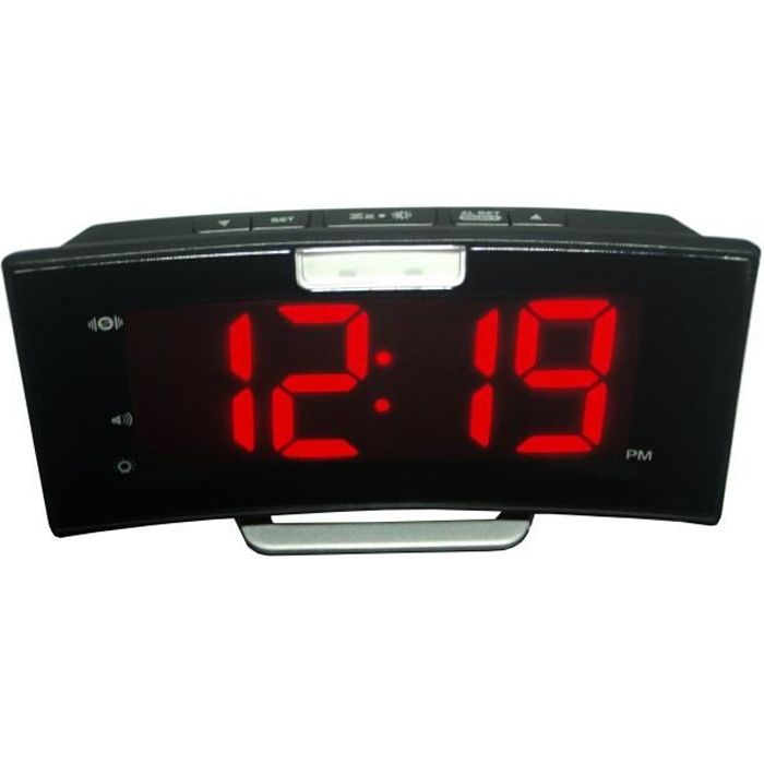 Réveil Malentendant Vibreur GEEMARC Wake'n'Shake Curve - Grand Afficheur Incurvé