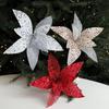 Sequin Mesh Simulation Glitter Flower 25cm Poinsettia Flower  Christmas Tree Decor