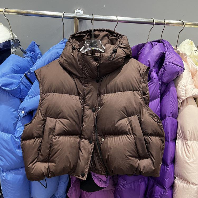 2024 Zima Nowa Kurtka Z Kapturem Dół Kamizelka Damska Krótka Luźna Odzież Zewnętrzna Kamizelka