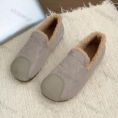 Women's Flat Cotton Shoes 2024 Autumn/winter Plush Soft Sole Korean Round Toe Fashion Warm Casual Cotton Shoes Home Single Shoe