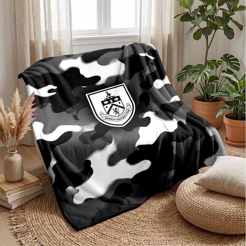 Coperta in Flanella con Stampa Calcio Burnley, Coperta Morbida Calda Leggera per Divano Letto Campeggio
