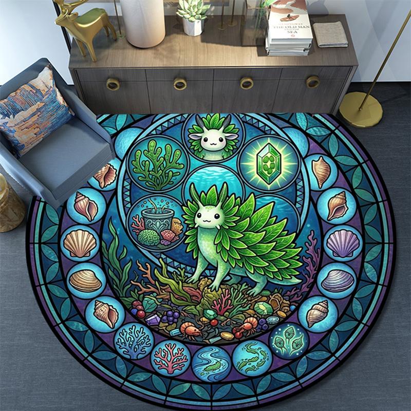 Oceanic Glass Round Area Rug Under Office Chairs Bedroom Living Room Home Decor