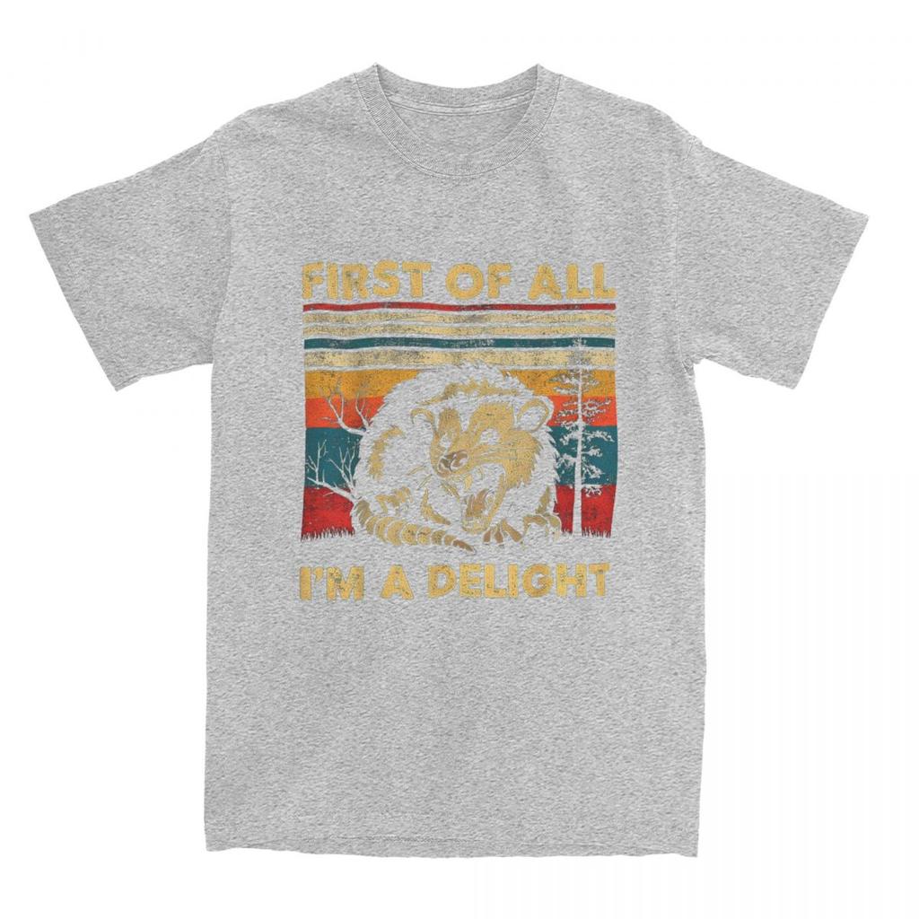 Summer First of All I'm A Delight Sarcastic Angry Opossum T Shirts Apparel Possum Meme Cotton T-shirt Clothes Hipster Tee Shirt