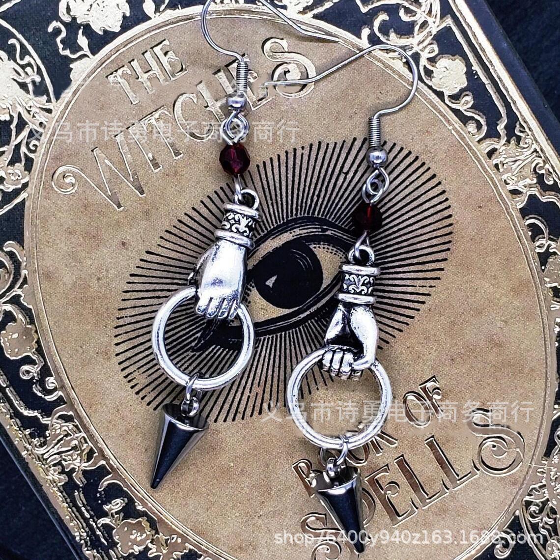 Trendy Silver Nail Pendant Earrings белый