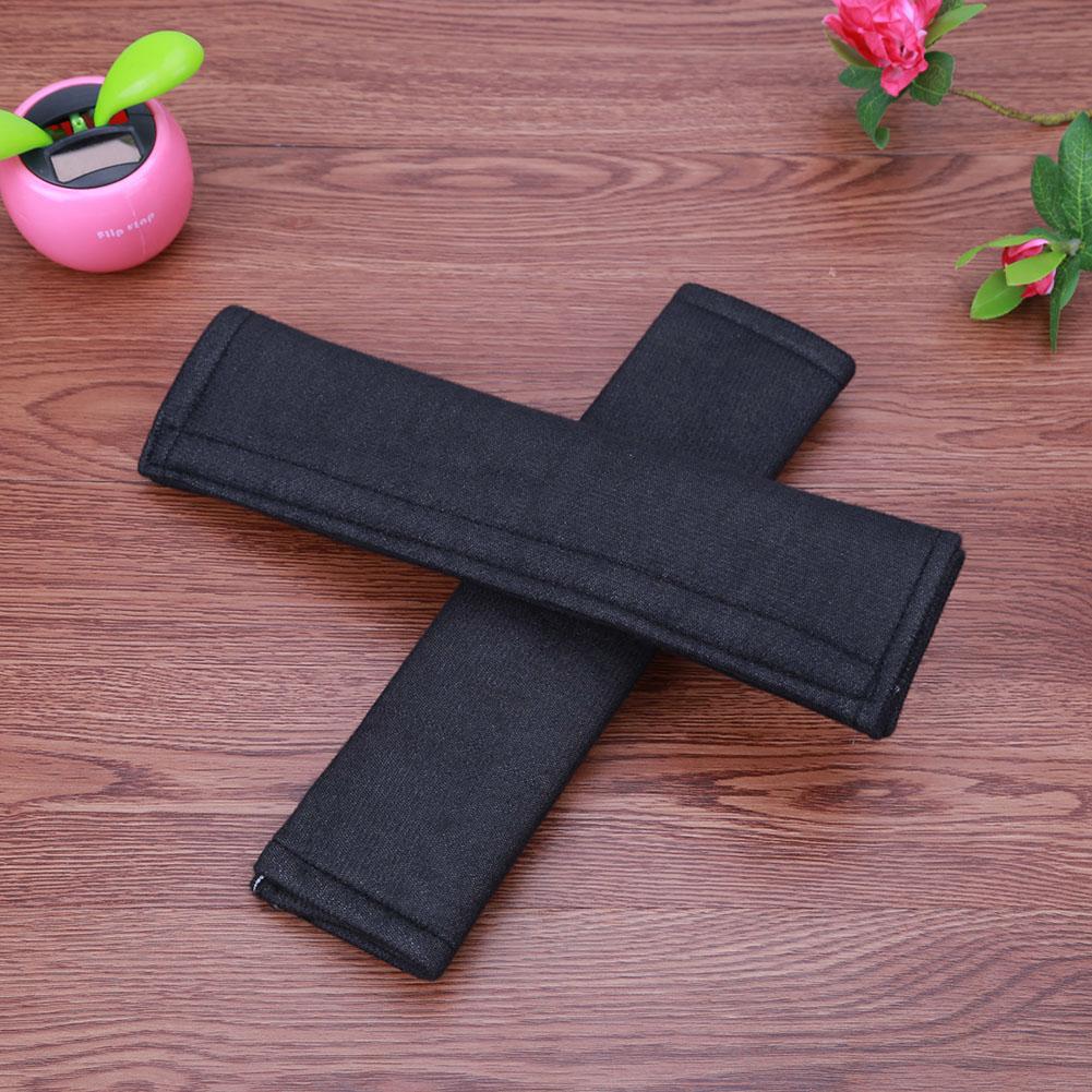 2pcs Shoulder Cover Cushion Black Car Seat Belt Pad Strap Auto Interior Accessories for Adults Youth Kids