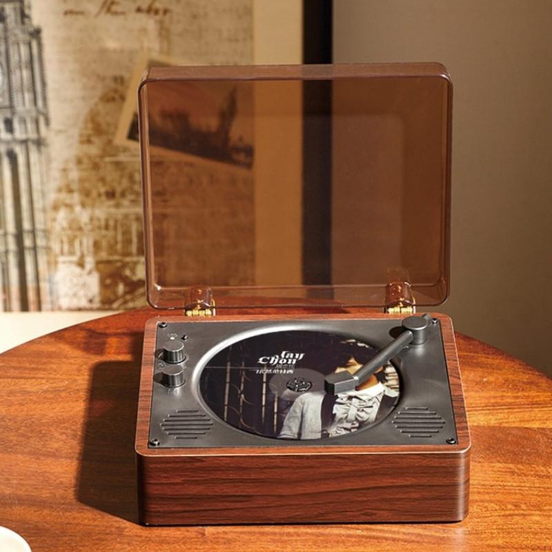 Wireless Bluetooth Speaker Small Portable Audio Record Player Camping Sound Bar Multifunction CD Album Player