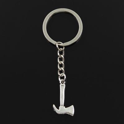 Mode 30mm Schlüsselanhänger Metall Schlüsselanhänger Schlüsselanhänger Schmuck Antik Silber Farbe Überzogene Feuer Axt Axt 26x15mm Anhänger