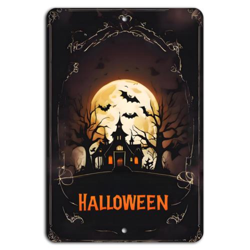Haunted Halloween Night Full Moon MagicAluminumtin Sign