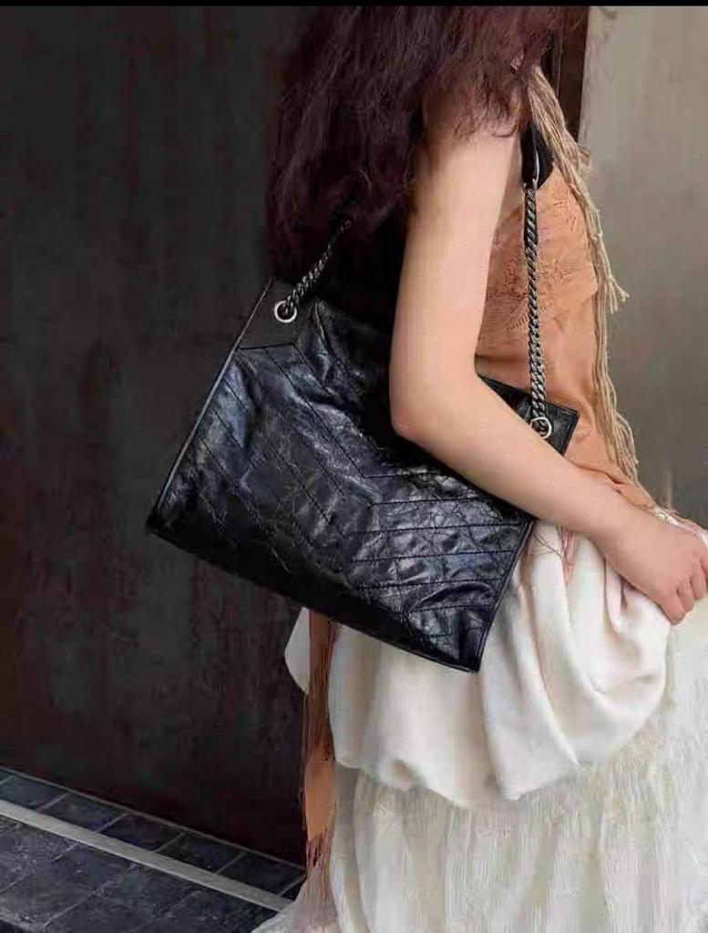 Luxury Quilted Genuine Leather Women's Tote - Large Capacity Fashion Chain Hobo Bag