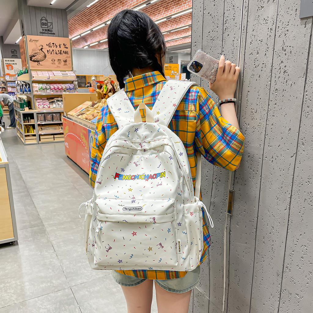 Schoolbag New Schoolbag Female Junior High School Student Star Printing Korean Version Niche Ins Wind Backpack Mori Backpack Large Capacity