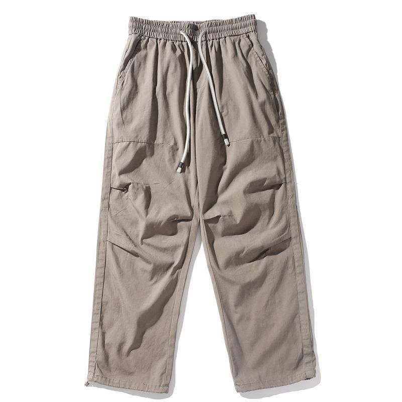 Foreign Trade Japanese-Style Washed Cotton Light Workwear Pants with Drawstring Elastic Waist, Straight-Leg Casual Pants, Jogger Pants for Men