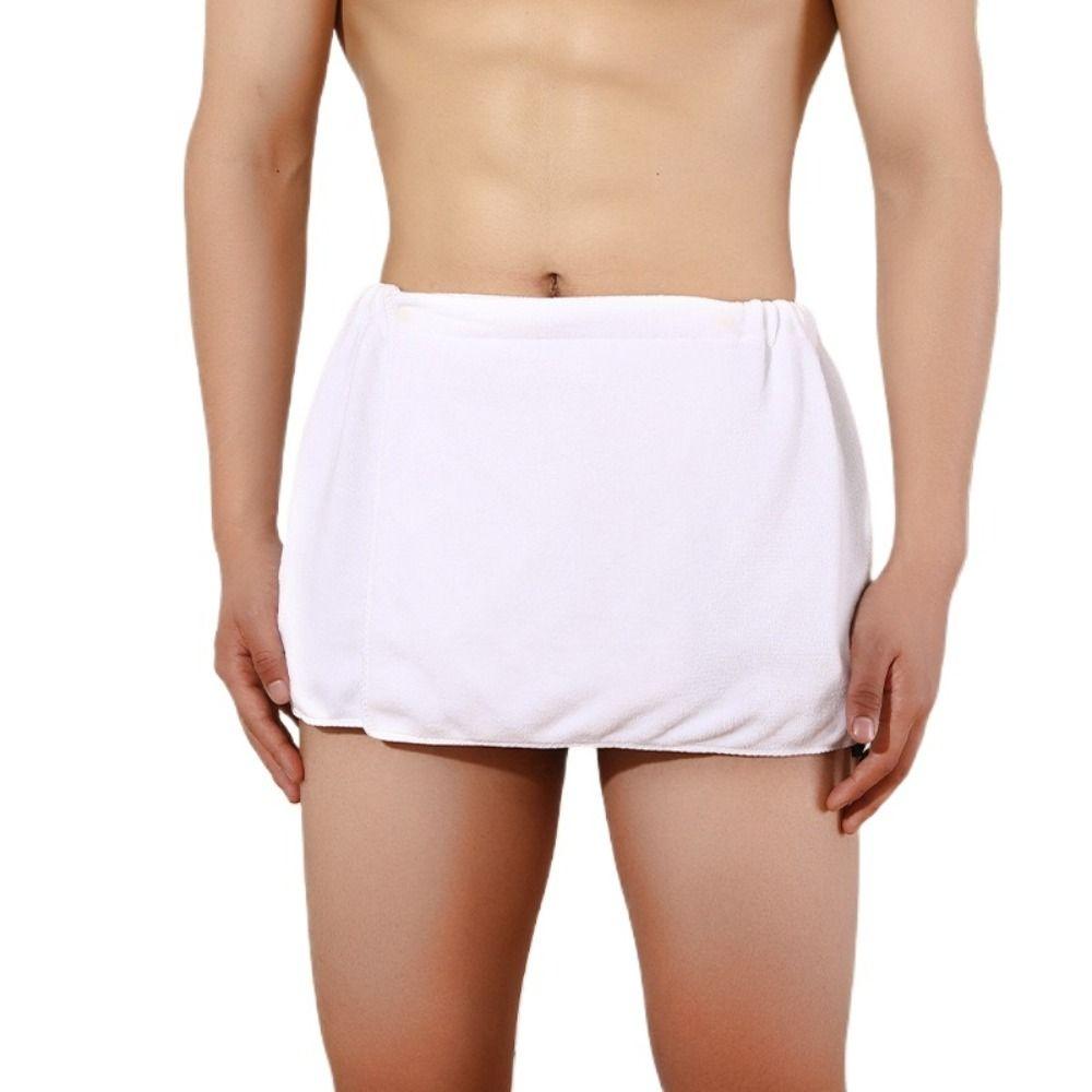 Long Shower Towel Solid Color Short Towel Pant Soft Men Wearable Bath Towel Home