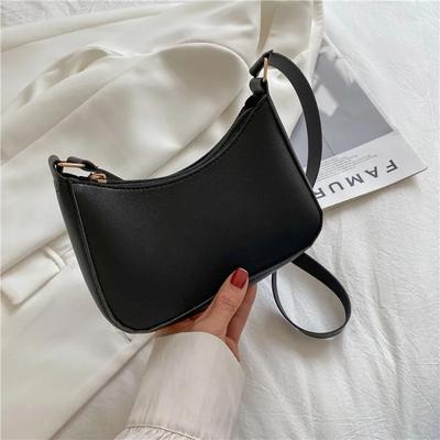 Novas bolsas femininas da moda retrô cor sólida couro pu bolsa de ombro axila casual bolsas femininas bolsa de grife