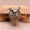 Pure Copper Strawberry Small Ornaments Fruit Season Miniatures Figurines Crafts Decorations Accessories Valentine's Day Gift