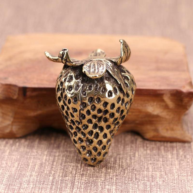 Pure Copper Strawberry Small Ornaments Fruit Season Miniatures Figurines Crafts Decorations Accessories Valentine's Day Gift