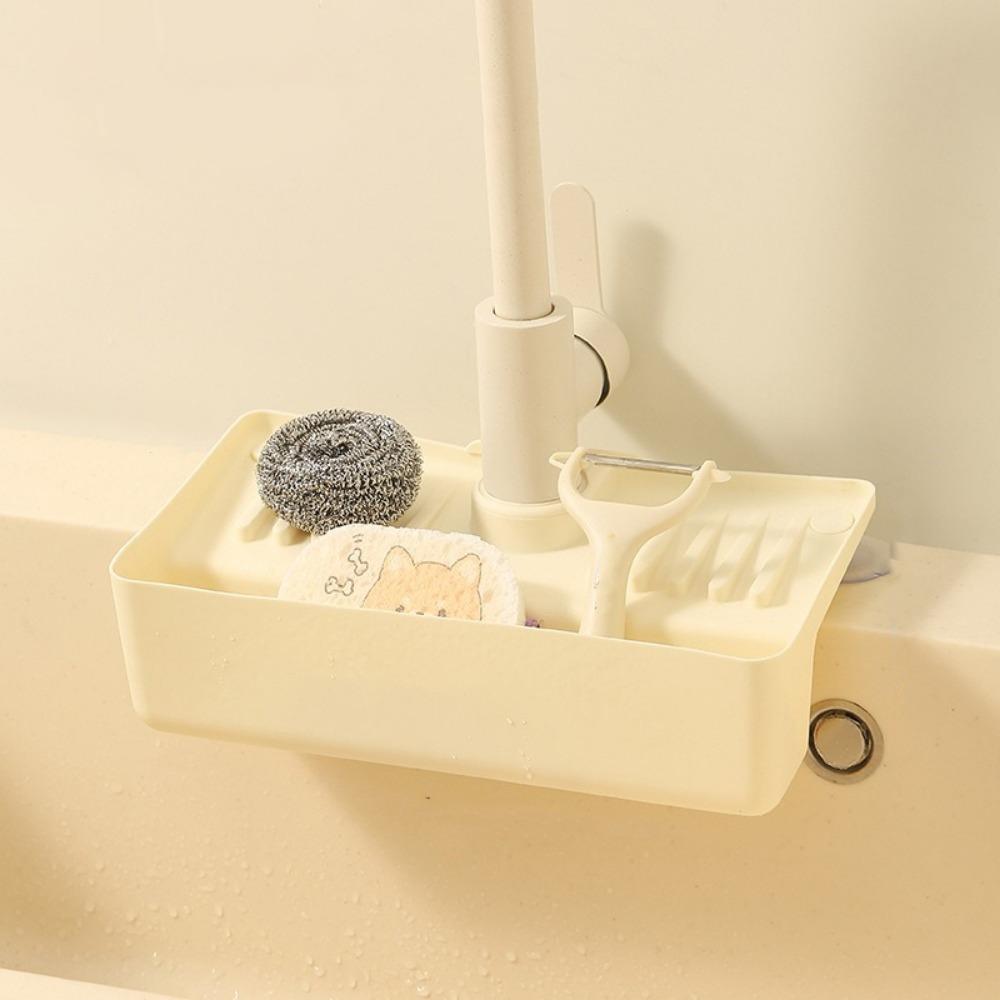 Splash Proof Faucet Drain Storage Rack Hollow Draining Design Sponge Cloth Storage Rack  Keeps Dry