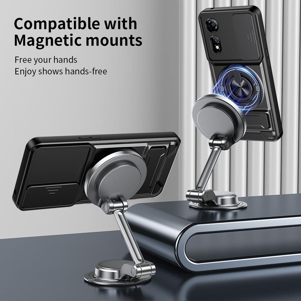 KEYSION Magnetic Phone Case for ZTE nubia Neo 2 5G Slide Camera Protection Upright Kickstand 360° Ring Shockproof Back Cover