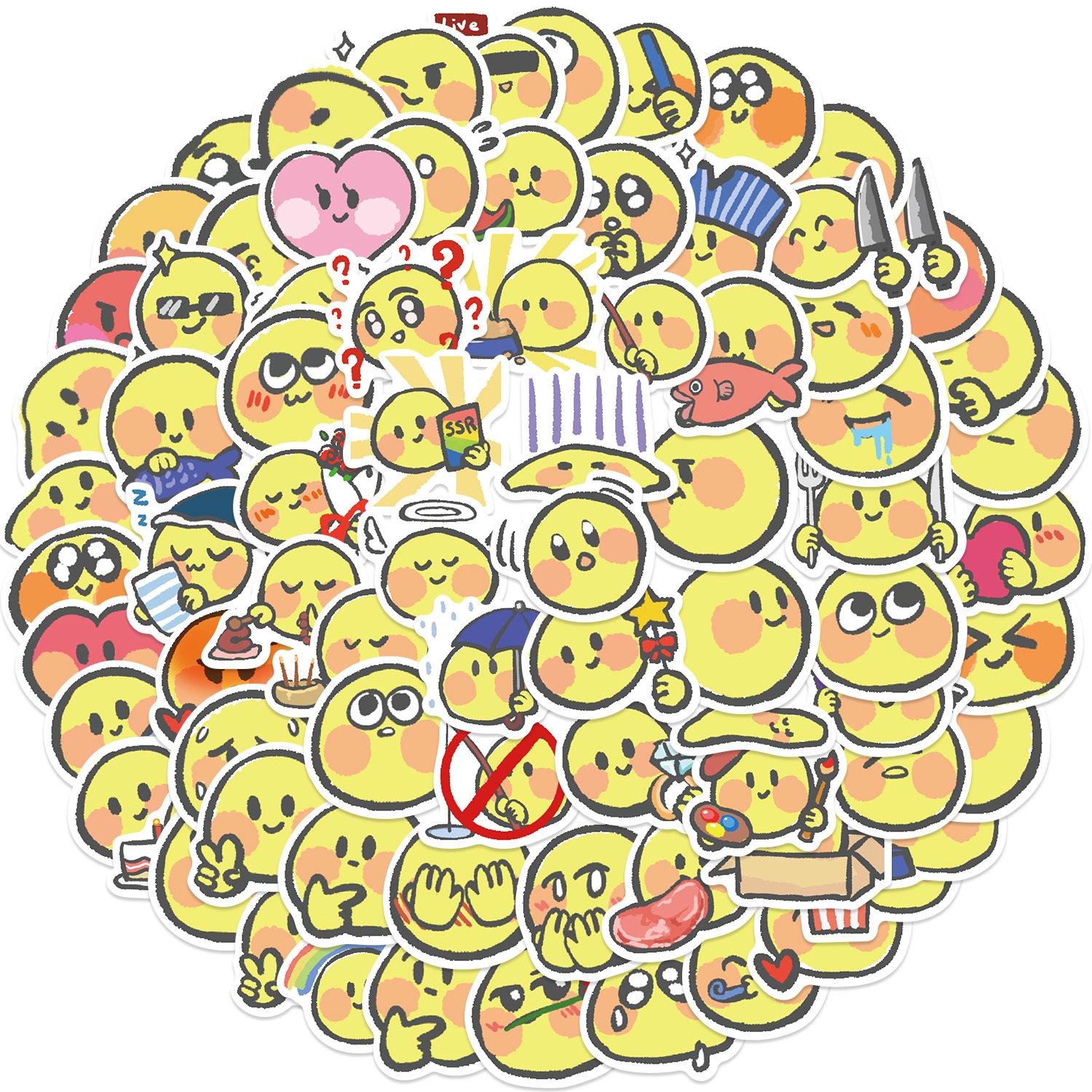 

80 Cartoon Hand-painted Small Yellow Face Doodle Stickers Guitar Notebook Suitcase DIY Waterproof Stickers
