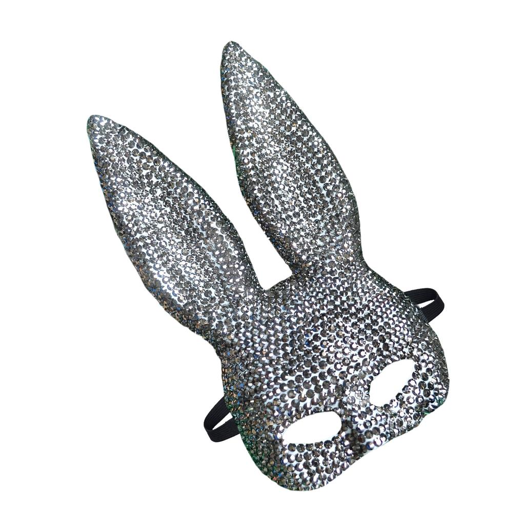 Rabbit Mask With Large Eye Designs Festival Elastic Bands Rabbit Face Mask with Glass Charm for Themed Celebration