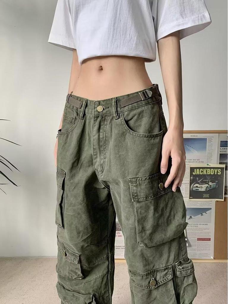 Men's American Retro Multi-Pocket Loose Wide-Leg Overalls  