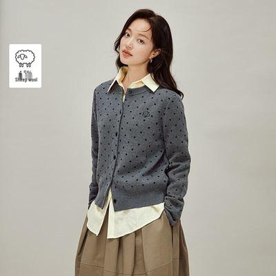 INMAN Women's Retro Polka Dot Knit Sweater