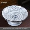 Blue & White Porcelain High-Footed Fruit Bowl for Tea Room or Coffee Table
