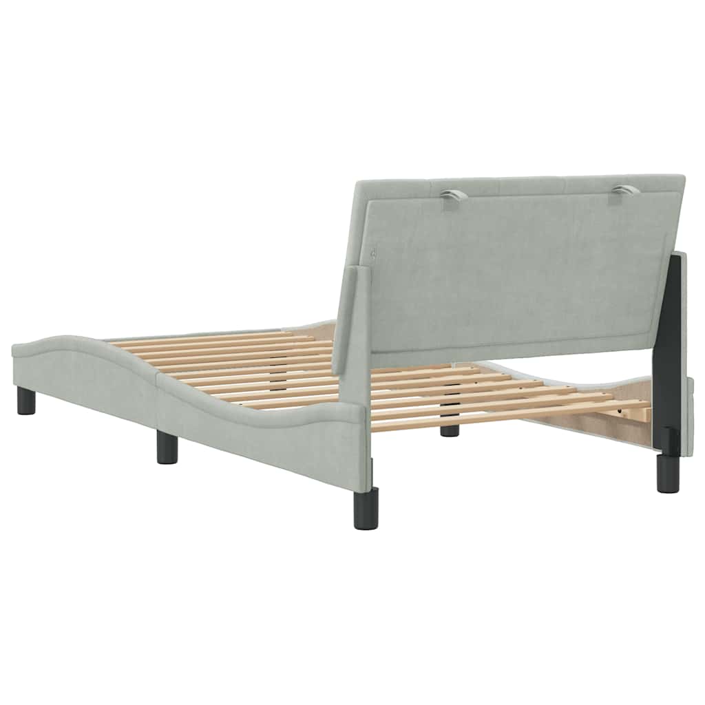 Bed Frame without Mattress  Hanko  Light Grey 100x200 cm Velvet
