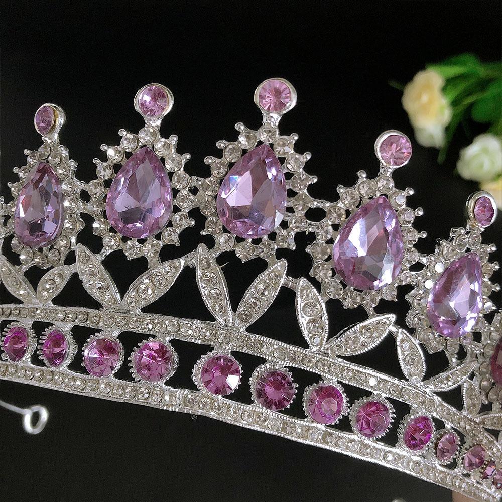 New Violet Rhinestone Bridal Crown Wedding Dress Accessories Bridal Tiara Hair Accessories